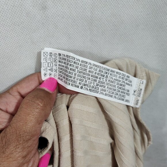 Forever 21 Tan Ribbed Knit Bodysuit Women Size XL Snap Crotch Long Sleeve NEW - Picture 7 of 7